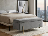 Molto Velvet Ottoman Bench with Storage - Grey