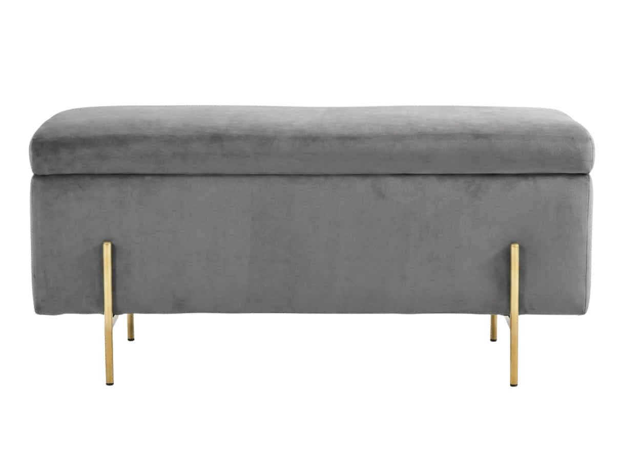 Molto Velvet Ottoman Bench with Storage - Grey