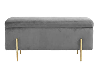 Molto Velvet Ottoman Bench with Storage - Grey