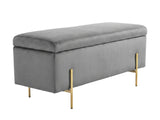 Molto Velvet Ottoman Bench with Storage - Grey
