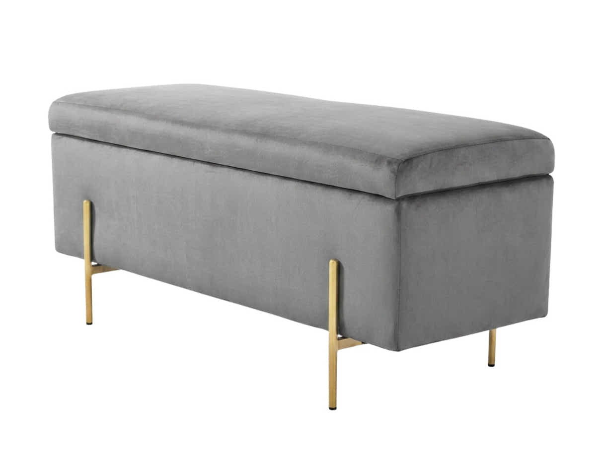 Molto Velvet Ottoman Bench with Storage - Grey