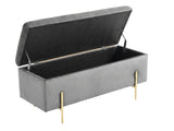 Molto Velvet Ottoman Bench with Storage - Grey