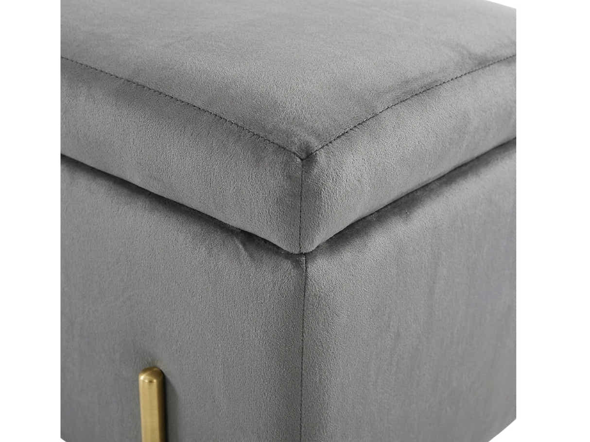 Molto Velvet Ottoman Bench with Storage - Grey