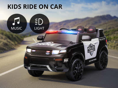 Kids Ride On Police Car - Black
