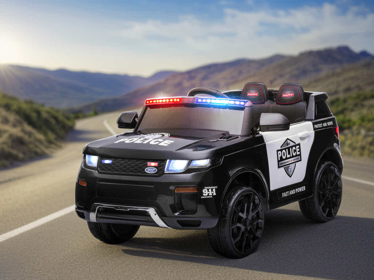 Kids Ride On Police Car - Black