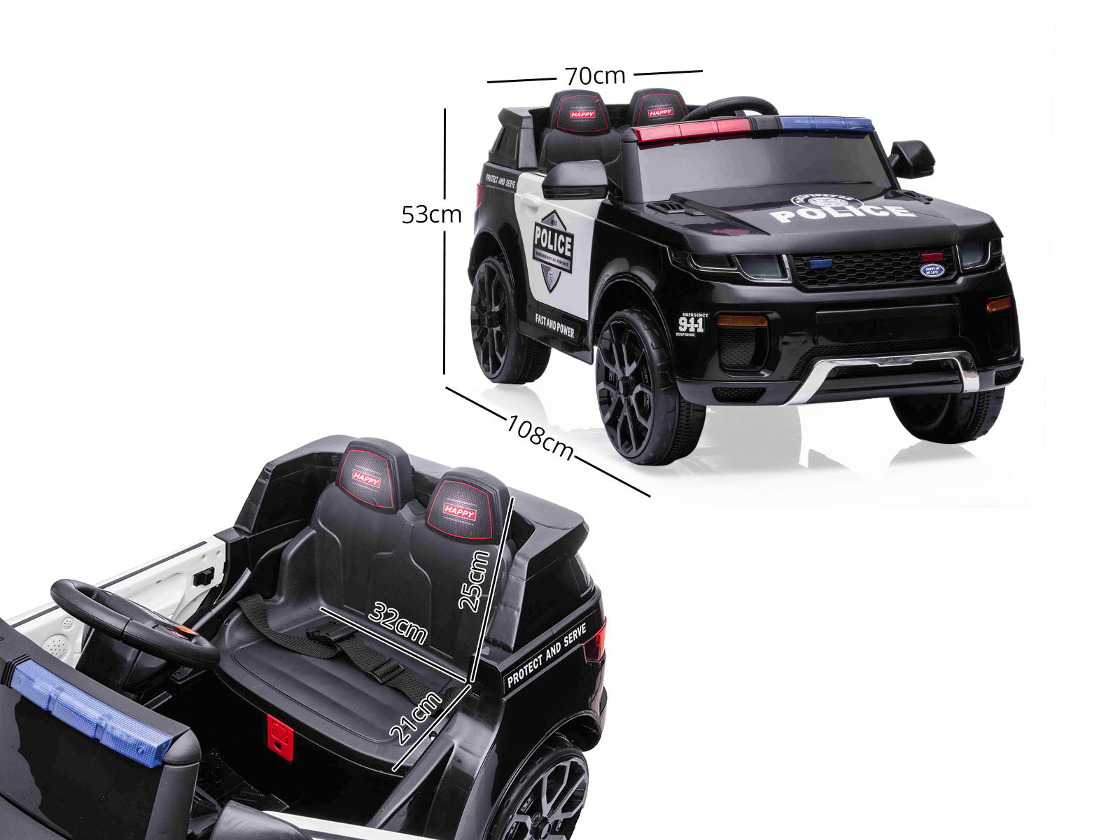 DS Ride On Car Ride On Police Car New Black