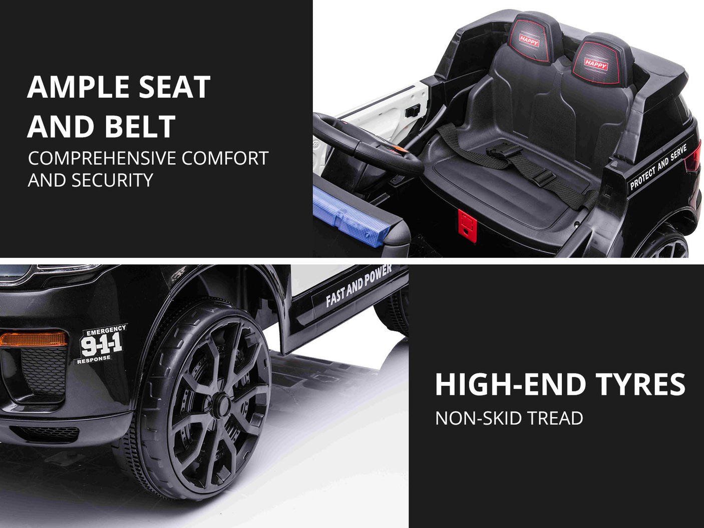 Ride On Car Ride On Police Car New Black