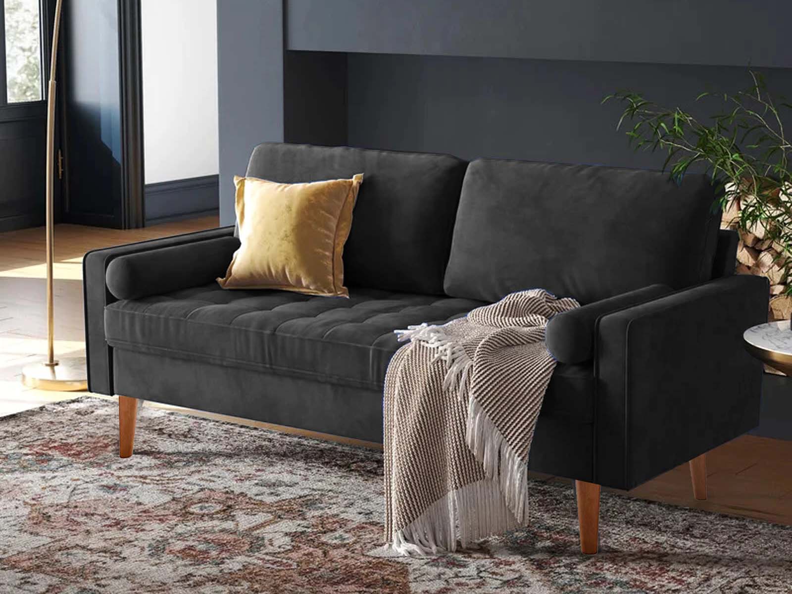 Black Velvet Sofa Seater Couch Black Payton Seater Pull Out Sofa