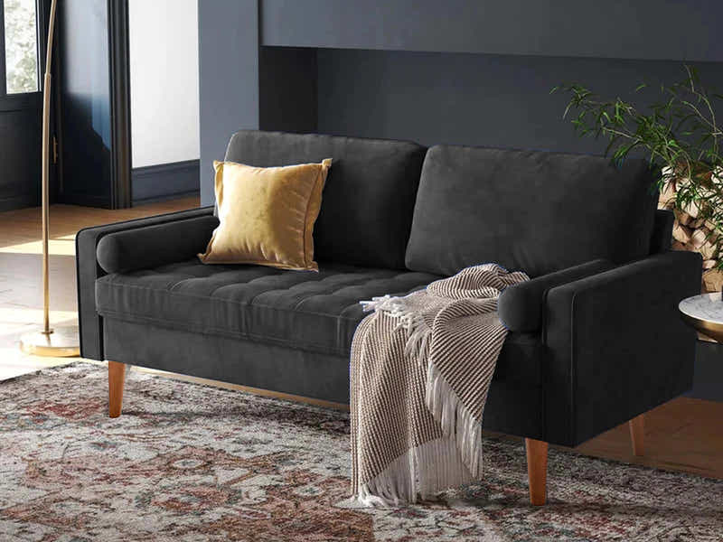 Gyllene 3-Seater Velvet Sofa - Black