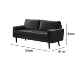 Gyllene Velvet 3 Seater Black