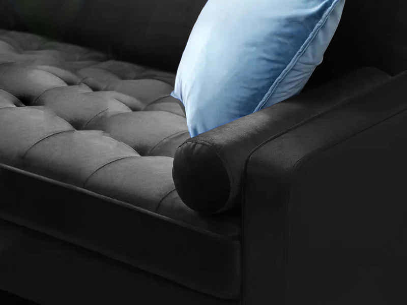Gyllene 3-Seater Velvet Sofa - Black