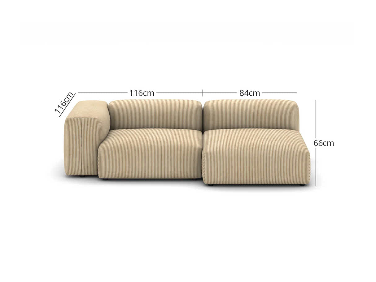 Corduroy Fabric Sofa Set (Left Armrest Seater+Armless Chaise)
