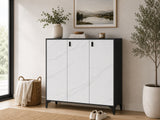 Lonna Steel 3-Door Shoe Cabinet - White Marble