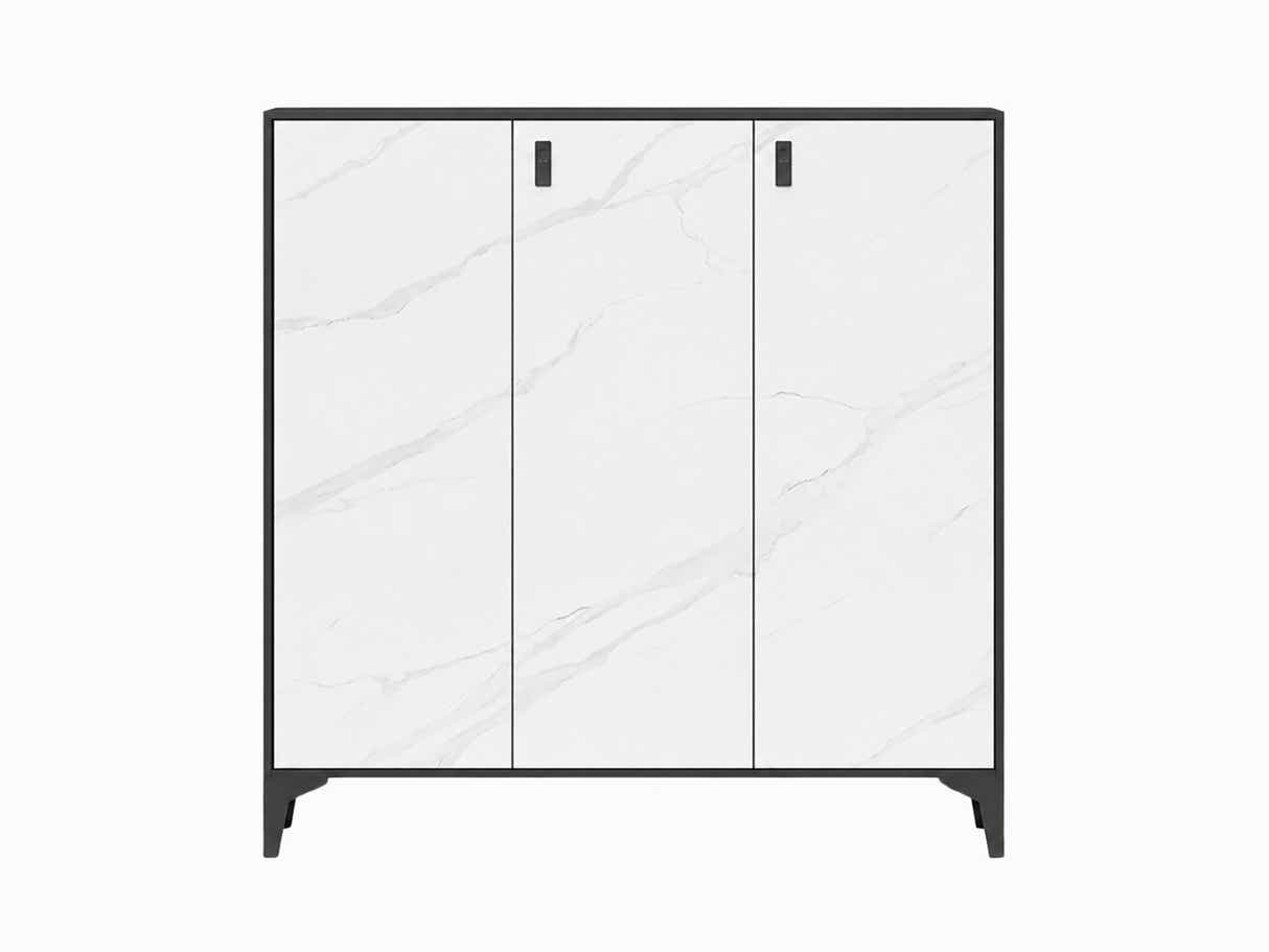 Lonna Steel 3-Door Shoe Cabinet - White Marble