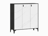 Lonna Steel 3-Door Shoe Cabinet - White Marble