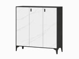 Lonna Steel 3-Door Shoe Cabinet - White Marble