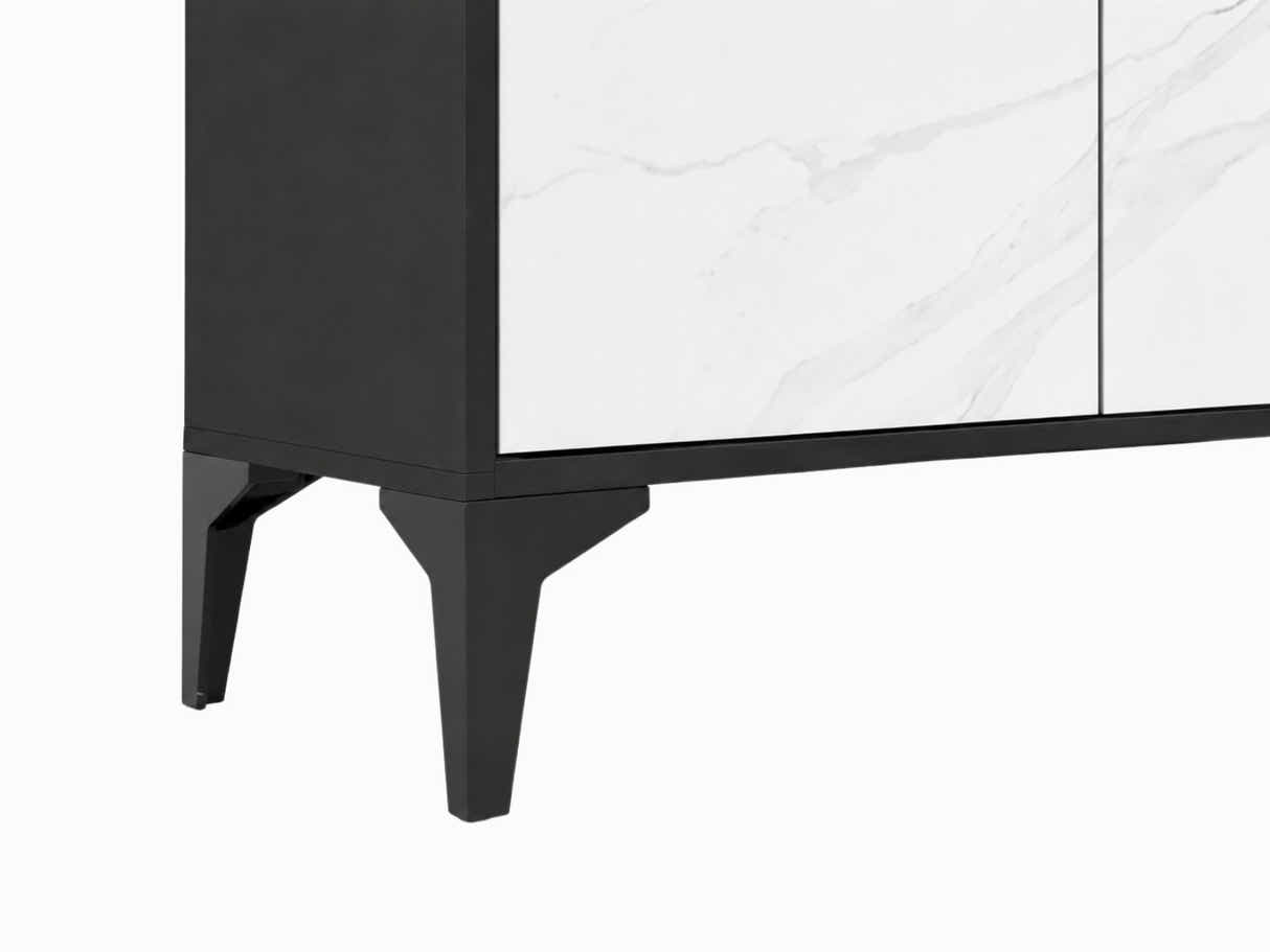 Lonna Steel 3-Door Shoe Cabinet - White Marble