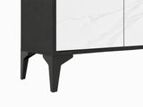 Lonna Steel 3-Door Shoe Cabinet - White Marble