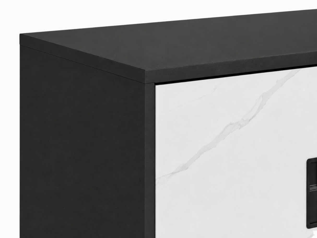 Lonna Steel 3-Door Shoe Cabinet - White Marble