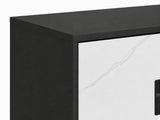 Lonna Steel 3-Door Shoe Cabinet - White Marble