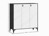 Lonna Steel 3-Door Shoe Cabinet - White Marble