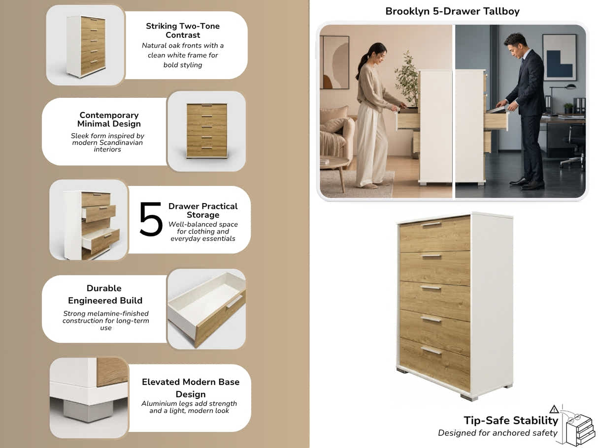 Brooklyn 5-Drawer Tallboy