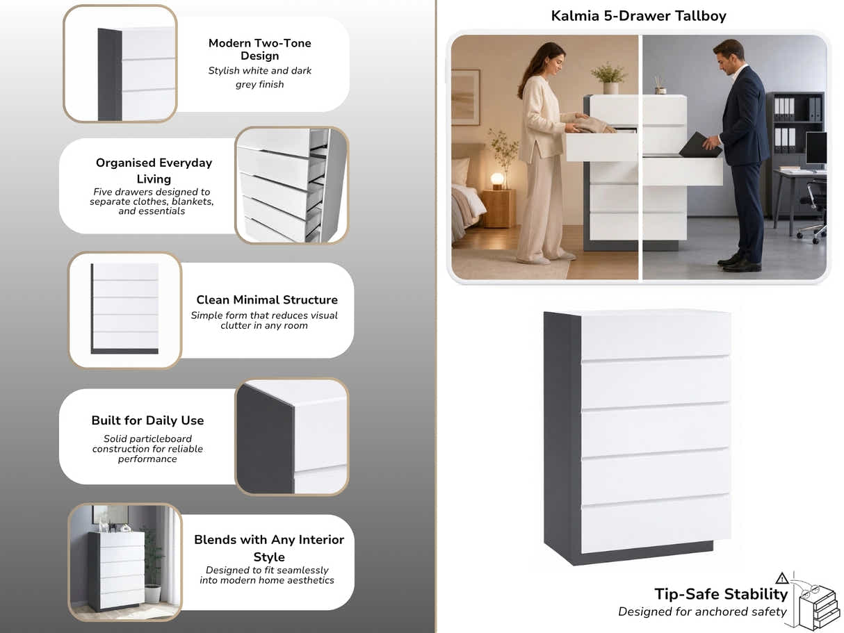 Kalmia 5-Drawer Tallboy