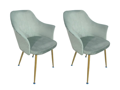 Ceilean Velvet Dining Chair Green - Set of 2