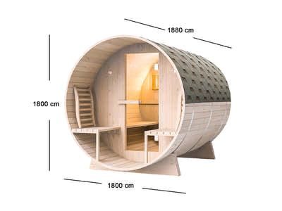 Quilo 4 Person Outdoor Barrel Sauna with Porch