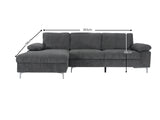Kaveah Corduroy Sofa With Left Chaise - Grey