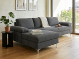 Kaveah Corduroy Sofa With Left Chaise - Grey