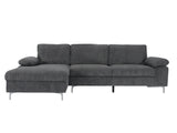Kaveah Corduroy Sofa With Left Chaise - Grey