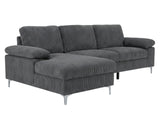 Kaveah Corduroy Sofa With Left Chaise - Grey