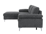 Kaveah Corduroy Sofa With Left Chaise - Grey