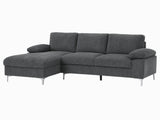Kaveah Corduroy Sofa With Left Chaise - Grey