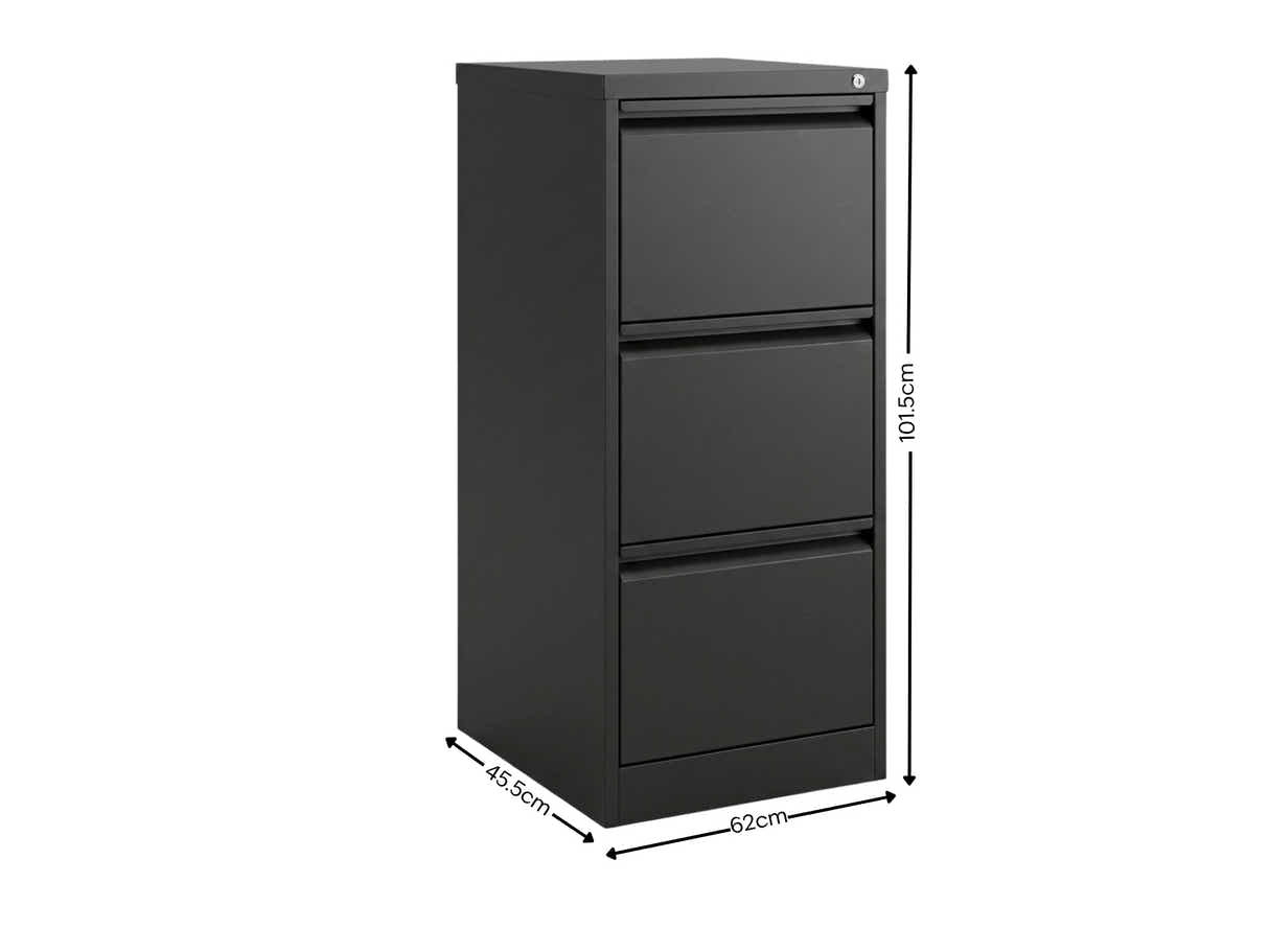 3-Drawer File Cabinet - Black