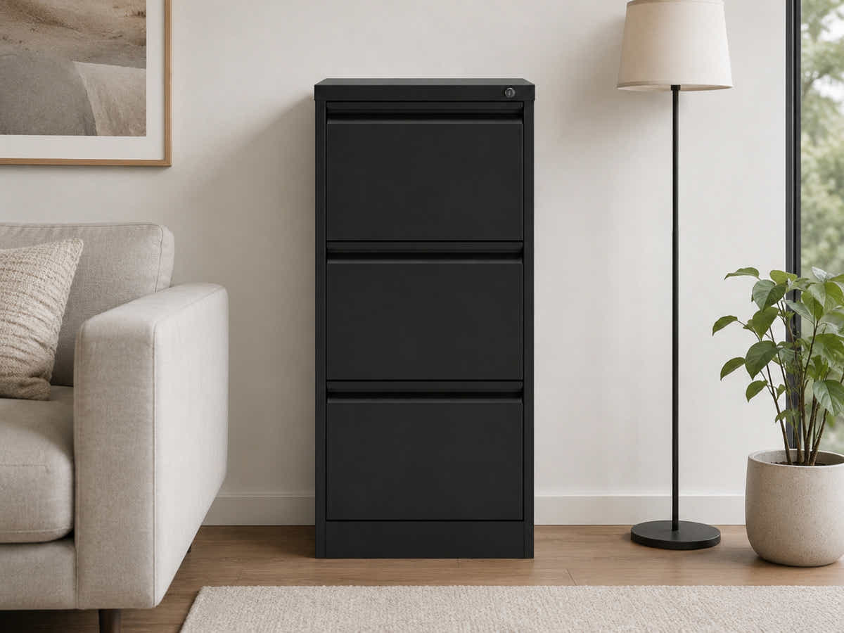 3-Drawer File Cabinet - Black