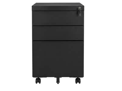 Mobile Pedestal File Cabinet - Black