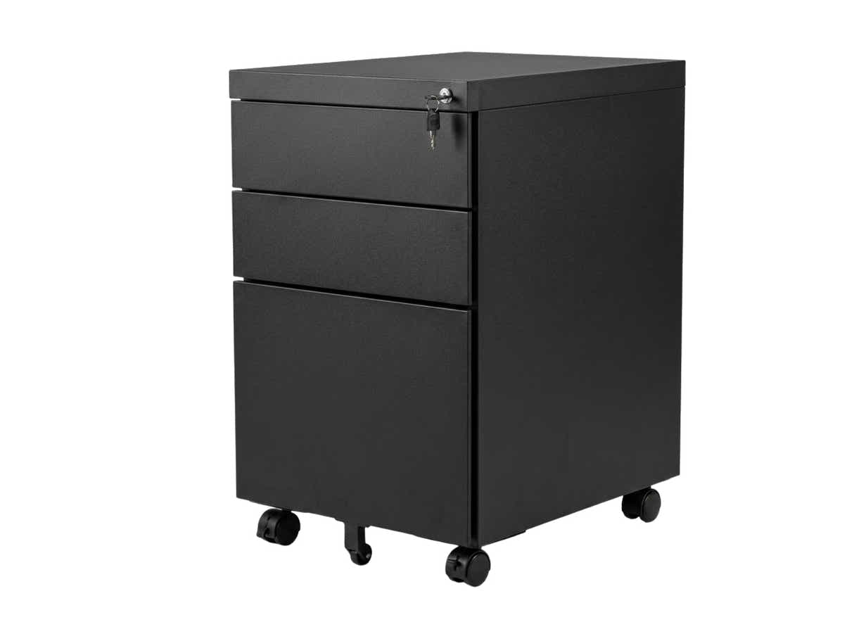 Mobile Pedestal File Cabinet - Black