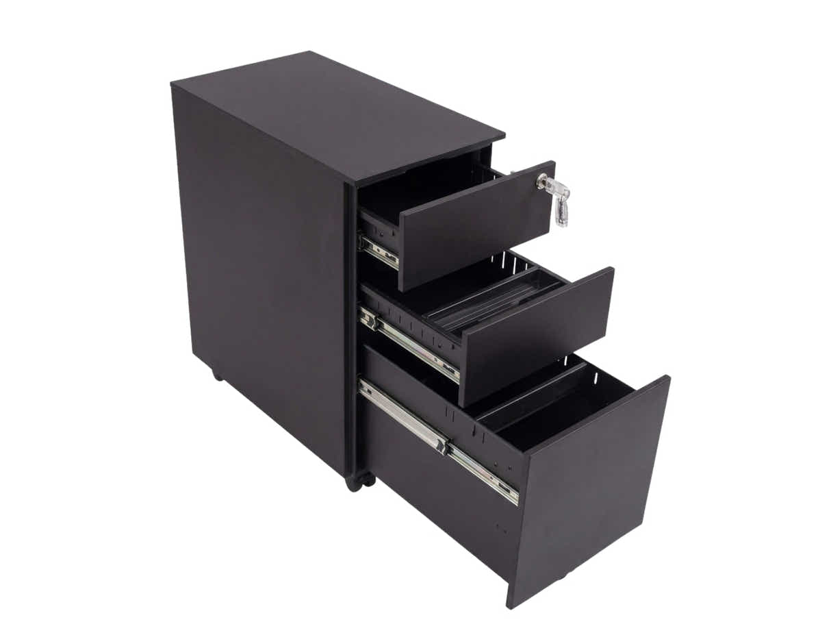Mobile Pedestal File Cabinet - Black