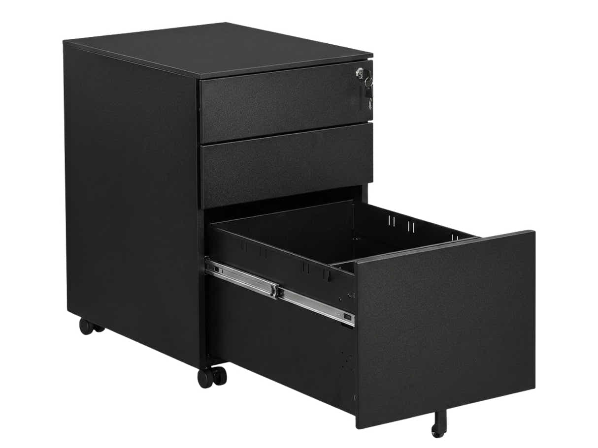 Mobile Pedestal File Cabinet - Black