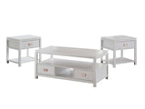 3-Piece Solid Wood Coffee Table Set - White