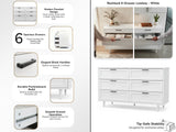 Rechteck 6-Drawer Lowboy - White