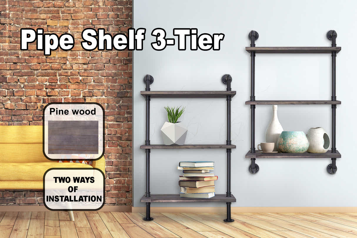 3-Tier Pipe Shelf