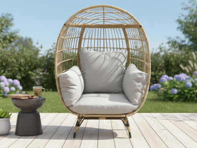 Standing Outdoor Egg Chair - Brown & Grey