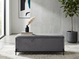 Delani Velvet Ottoman Bench With Storage - Charcoal