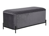 Delani Velvet Ottoman Bench With Storage - Charcoal