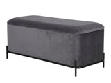 Delani Velvet Ottoman Bench With Storage - Charcoal