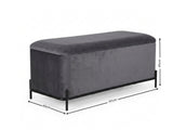 Delani Velvet Ottoman Bench With Storage - Charcoal