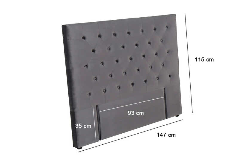Rakel Velvet Headboard Grey - Double